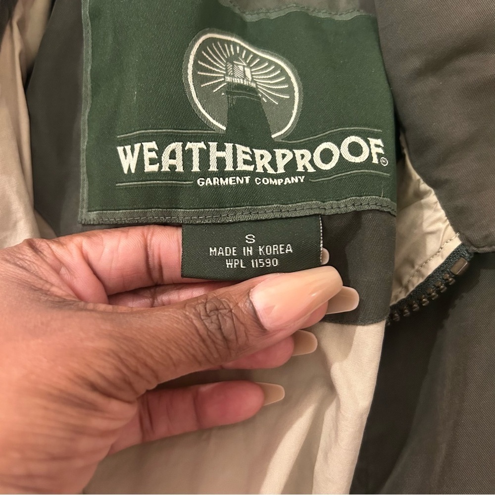 Weatherproof Jacket Full Zip Men's Size Small Olive Green Vintage - Picture 3 of 10